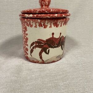 Red and White Crab Design Ceramic Dip Chiller container jar